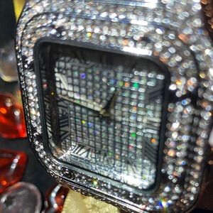 Sparkling Silver Watch with Lab Diamonds Accents